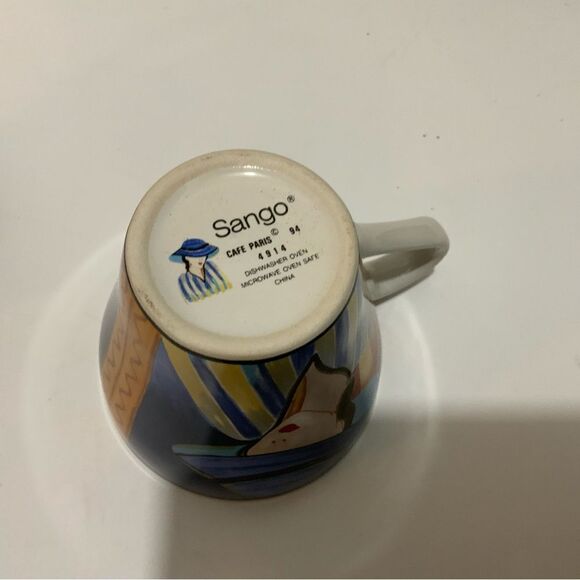 Sango Cafe Paris Microwave Oven Safe Women In Hats Coffee Mug Cups Set Of 2 G3 - Picture 7 of 7